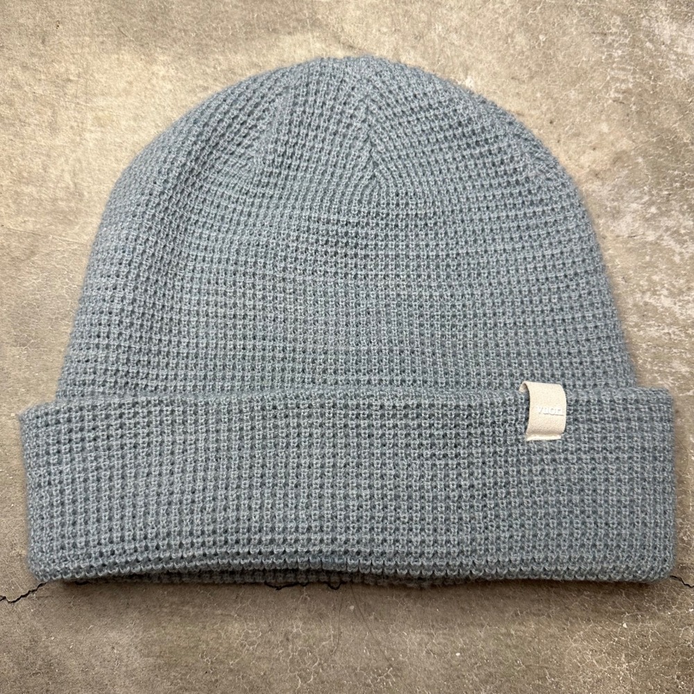 Vuori Waffle Knit Beanie Hat Light Blue Acrylic Polyester One Size